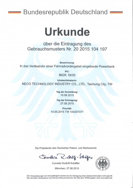 Patente Alemã nº 202015104197